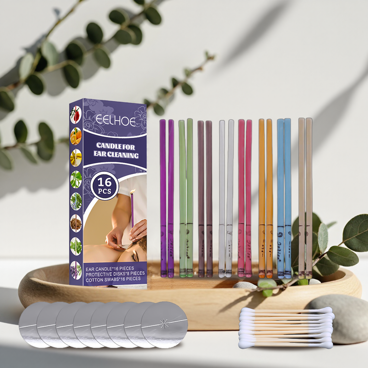 Natural Ear Candle Kit – 16pc Relaxing Aromatherapy Set for Gentle Ear Cleaning