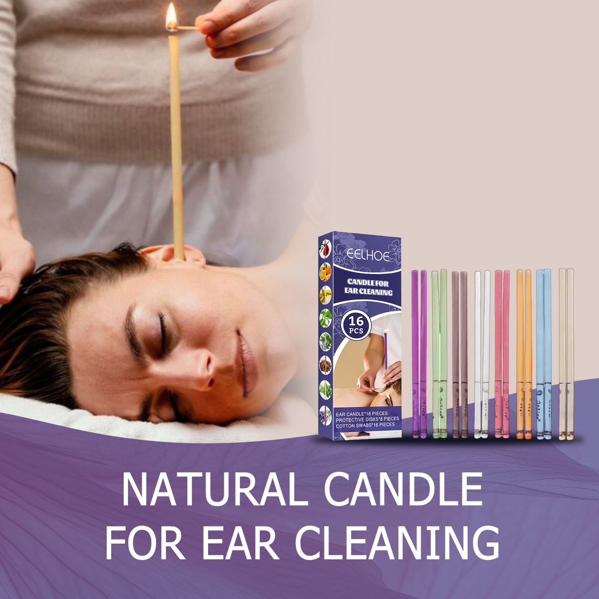 Natural Ear Candle Kit – 16pc Relaxing Aromatherapy Set for Gentle Ear Cleaning