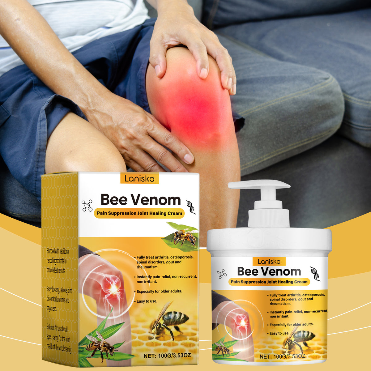 Lonisko Bee Venom Joint Pain Relief Cream – Fast-Acting Formula for Arthritis-100g