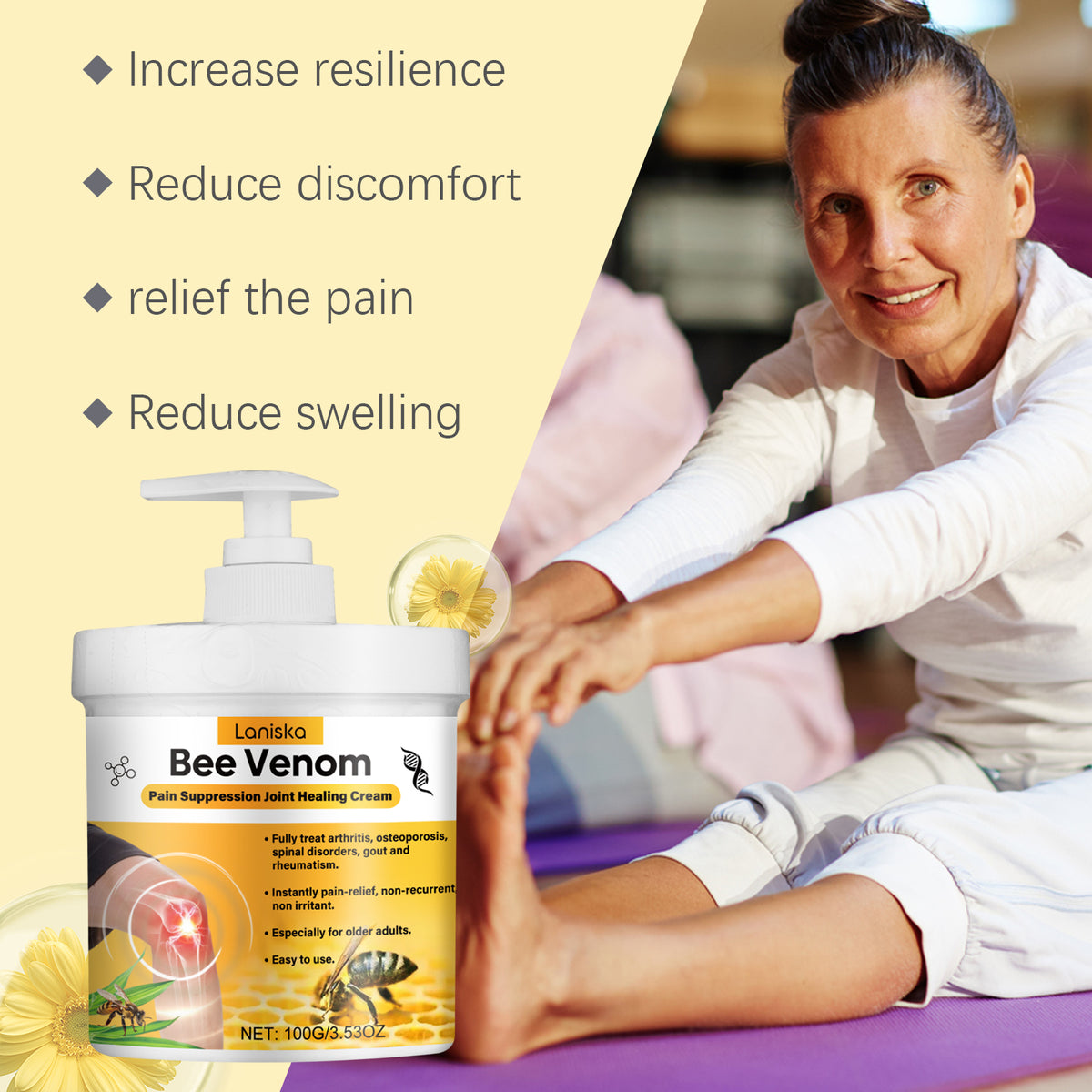 Lonisko Bee Venom Joint Pain Relief Cream – Fast-Acting Formula for Arthritis-100g