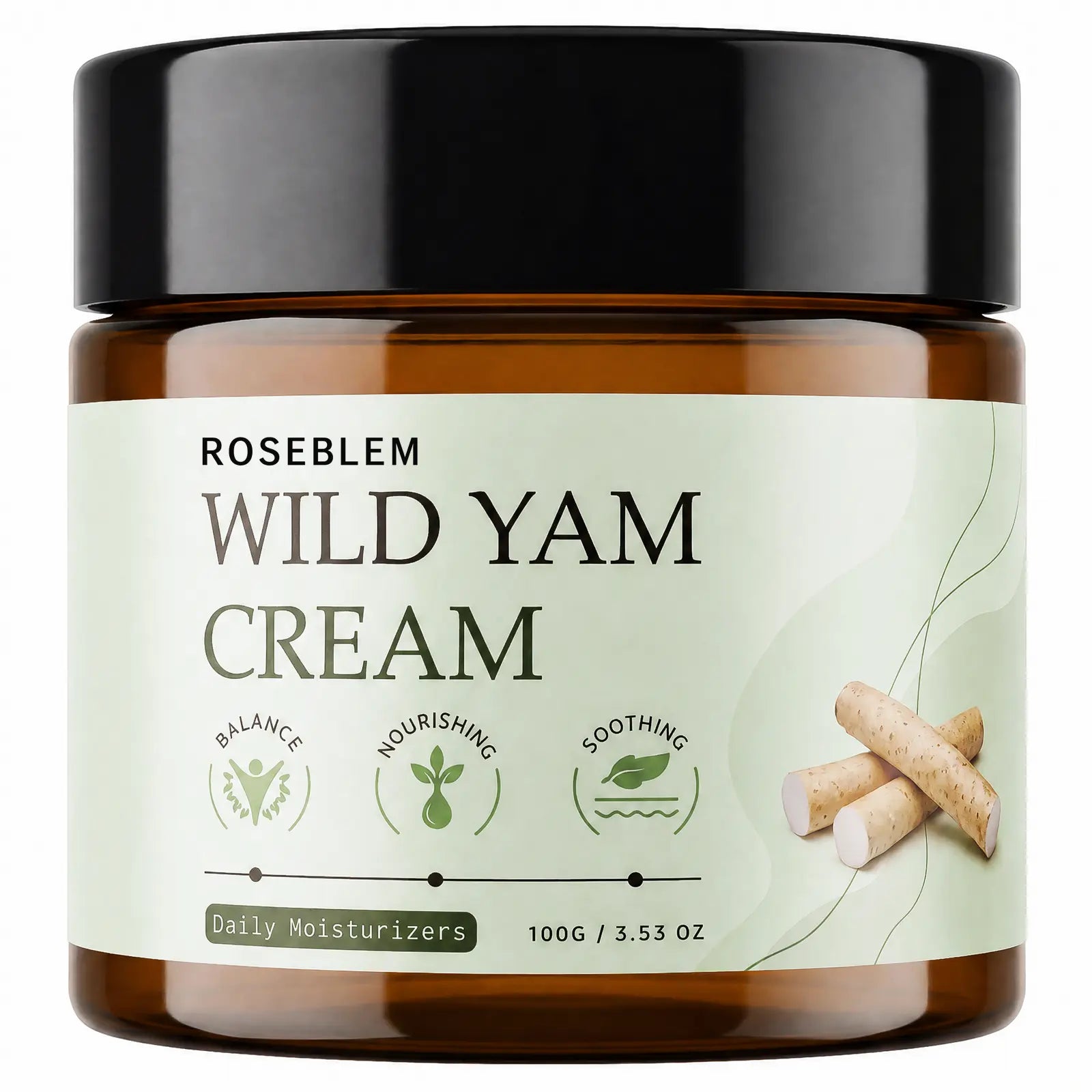 ROSEBLEM Wild Yam Cream – Body Moisturizer with Deep Hydration for Menopause-Prone Skin, Hormone Balance Support, 100g / 3.53oz