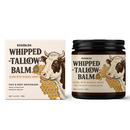 ROSEBLEM Whipped Tallow Balm - 100% Grass-Fed Beef Tallow and Honey Balm for Face & Body Moisturizer for Sensitive Skin 4.2oz