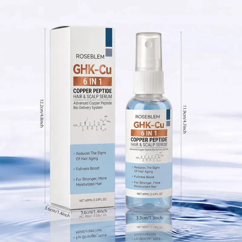 New GHK-Cu 6 IN 1 Copper Peptide Hair & Scalp Serum – Blue Copper Peptide Formula for Volume & Hair Strength, 60ml/2.03 fl.oz