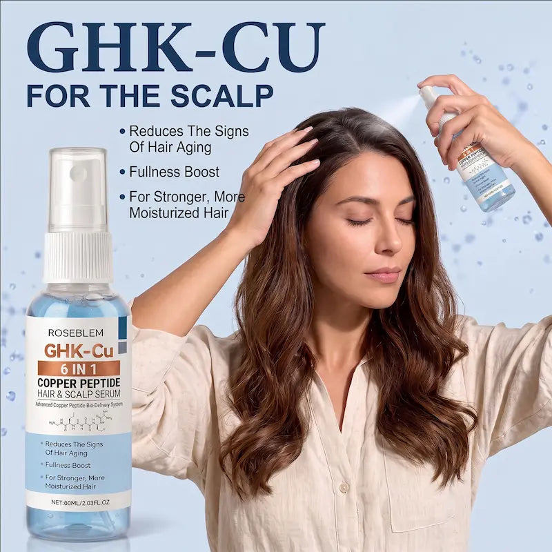 New GHK-Cu 6 IN 1 Copper Peptide Hair & Scalp Serum – Blue Copper Peptide Formula for Volume & Hair Strength, 60ml/2.03 fl.oz