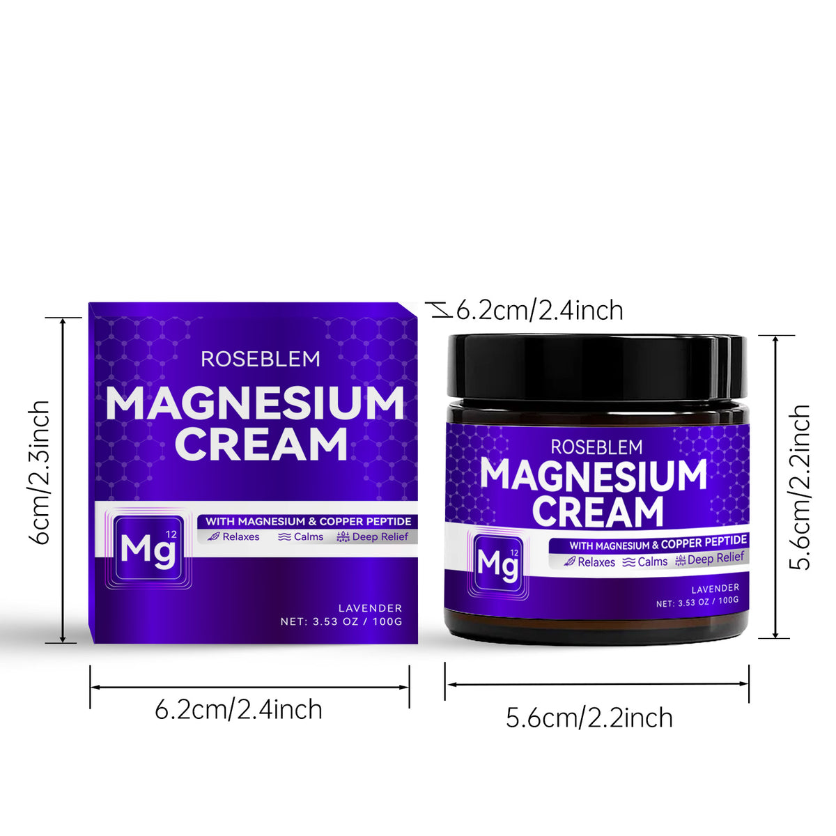 Roseblem Magnesium Cream for Sleep, Natural Magnesium Lotion for Deep Relaxation, 3.53 oz