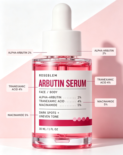 Roseblem Arbutin and Tranexamic Acid Facial Serum,formulated to improve dark spots and uneven skin tone,facial skincare product,1fl oz