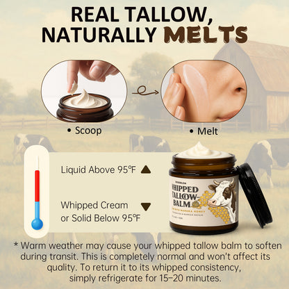 ROSEBLEM Whipped Tallow Balm - 100% Grass-Fed Beef Tallow and Honey Balm for Face & Body Moisturizer for Sensitive Skin 4.2oz