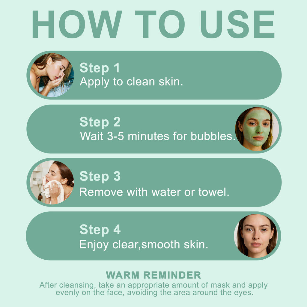 ROSEBLEM Carbonated Bubble Clay Face Mask with Brush & Hyaluronic Acid, Deep Cleansing & Mattifying for Sensitive Skin, 100g