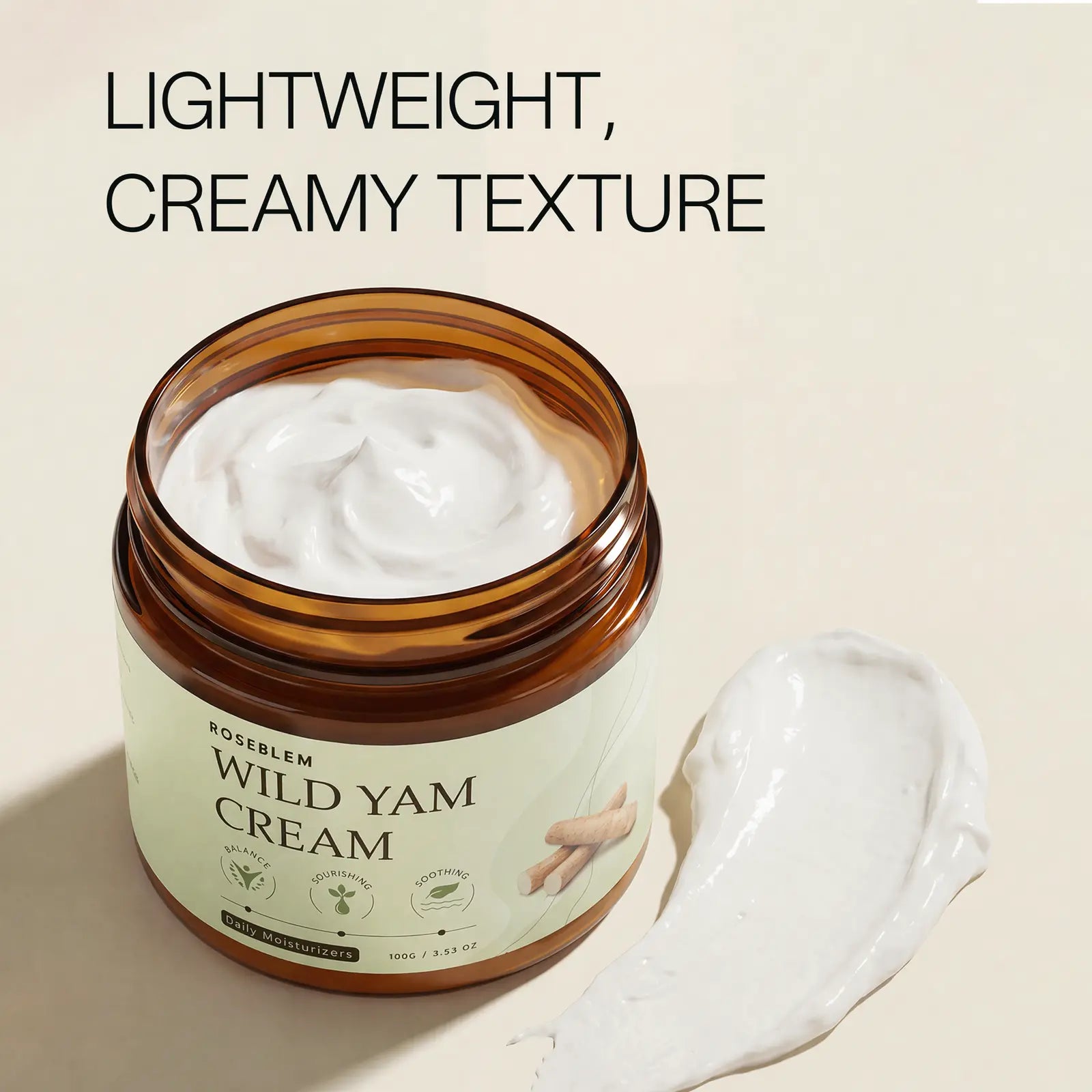ROSEBLEM Wild Yam Cream – Body Moisturizer with Deep Hydration for Menopause-Prone Skin, Hormone Balance Support, 100g / 3.53oz