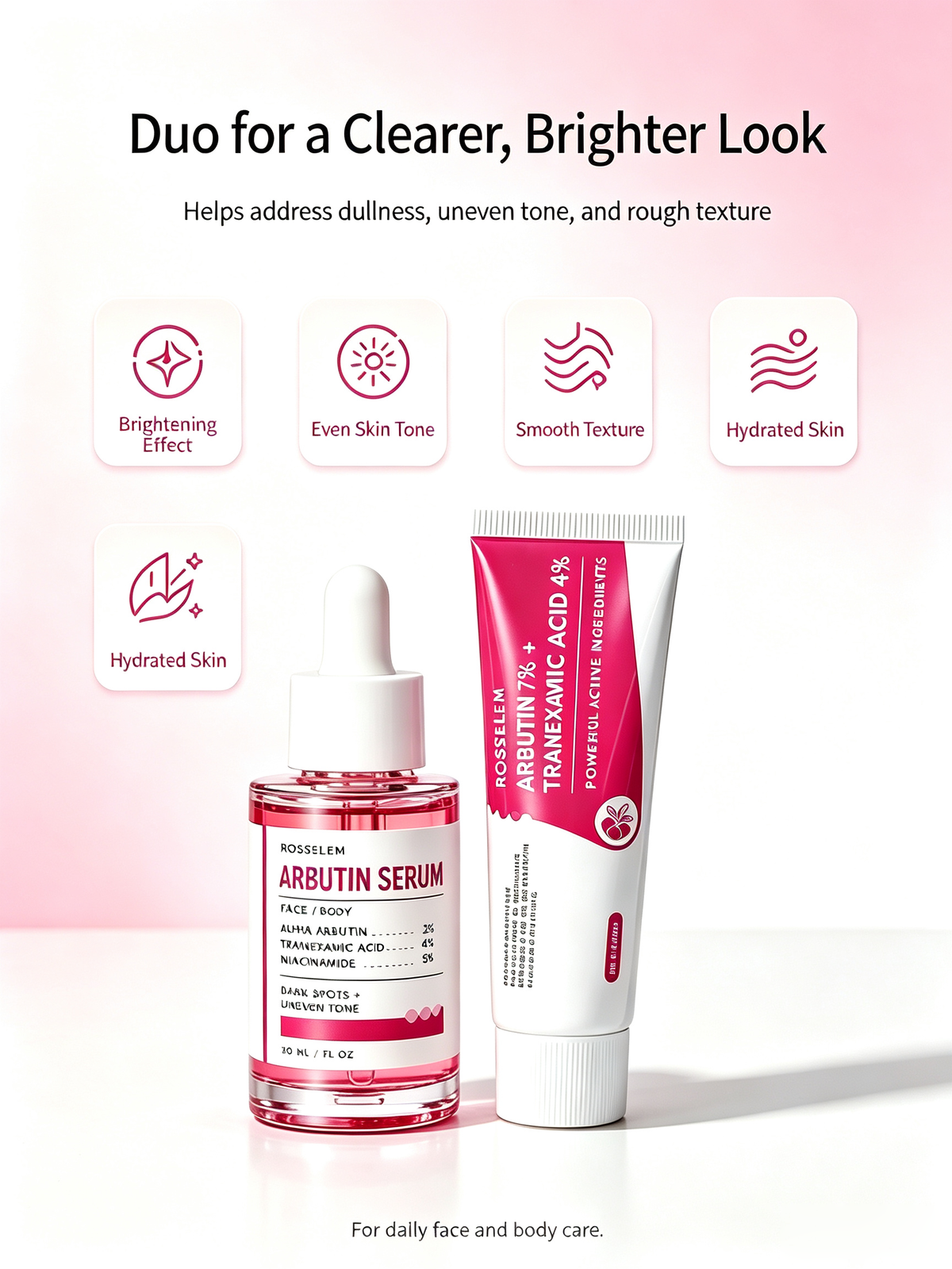 Roseblem Daily Arbutin Set, for dark spots and uneven skin tone, facial skincare