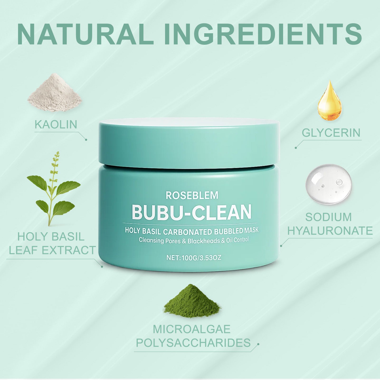 ROSEBLEM™-HOLY BASIL CARBONATED BUBBLED MASK 100g