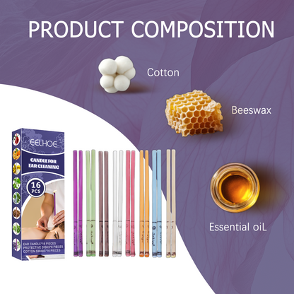 Natural Ear Candle Kit – 16pc Relaxing Aromatherapy Set for Gentle Ear Cleaning