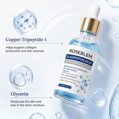 ROSEBLEM Copper Peptides Serum for Face Targets Anti-aging Delivers Deep Hydration and Tightens Facial Skin. Fragrance Free 1.01 fl oz