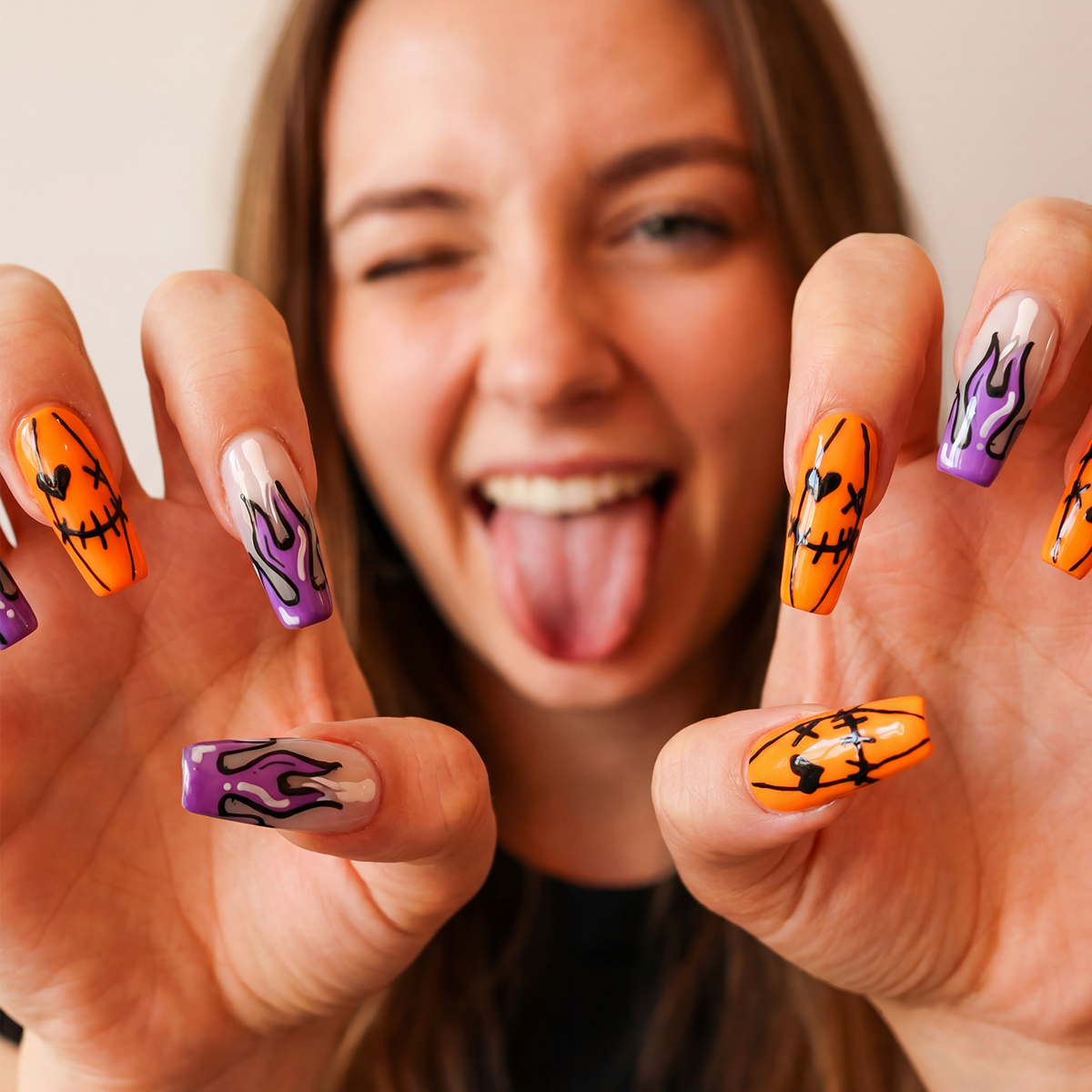 🎃 Halloween Flame Press-On Nails