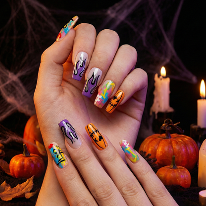 🎃 Halloween Flame Press-On Nails