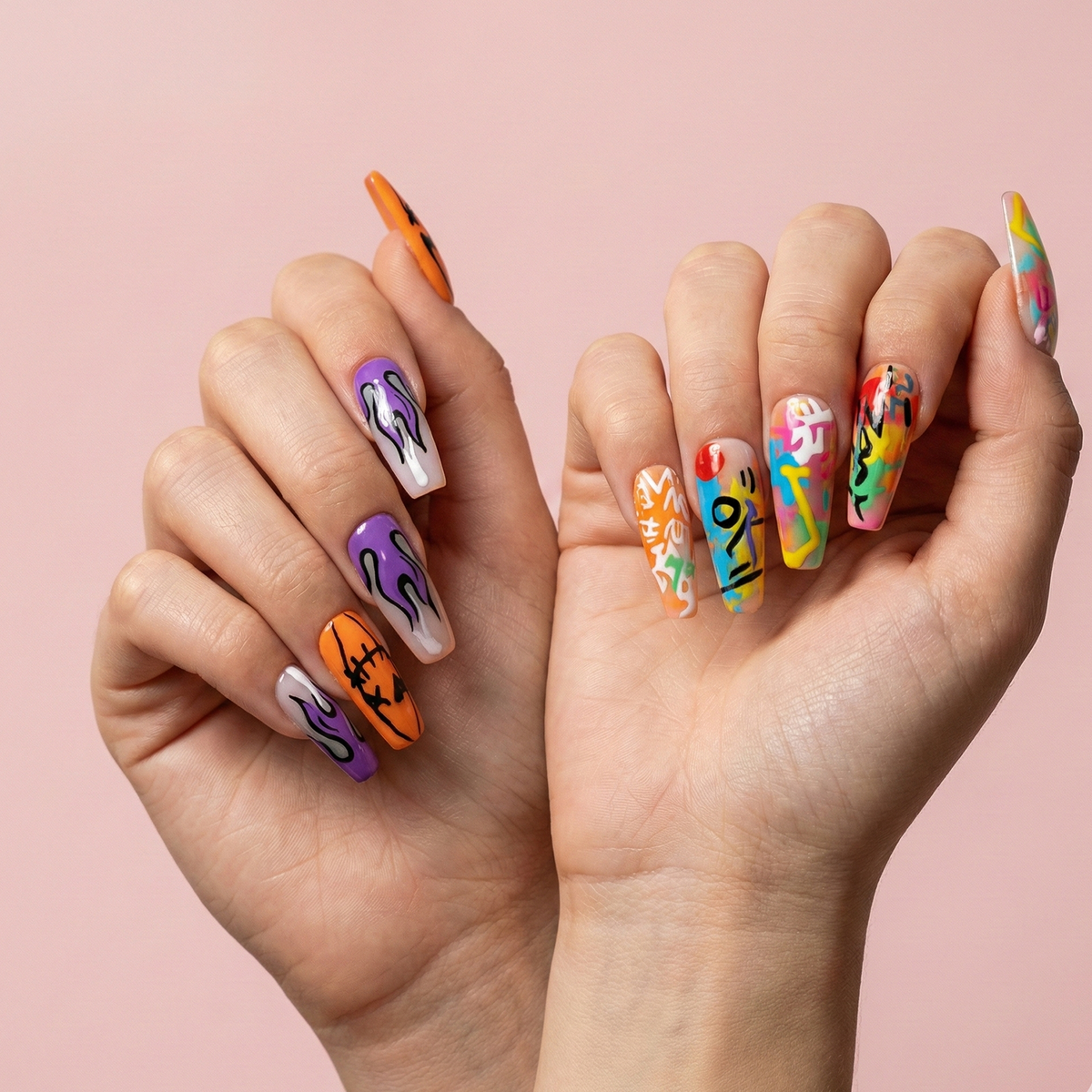 🎃 Halloween Flame Press-On Nails