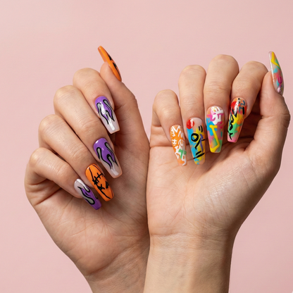🎃 Halloween Flame Press-On Nails