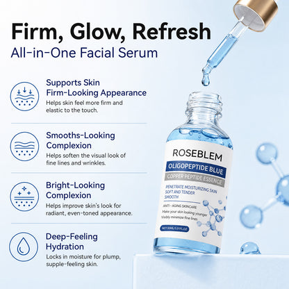 ROSEBLEM Copper Peptides Serum for Face Targets Anti-aging Delivers Deep Hydration and Tightens Facial Skin. Fragrance Free 1.01 fl oz