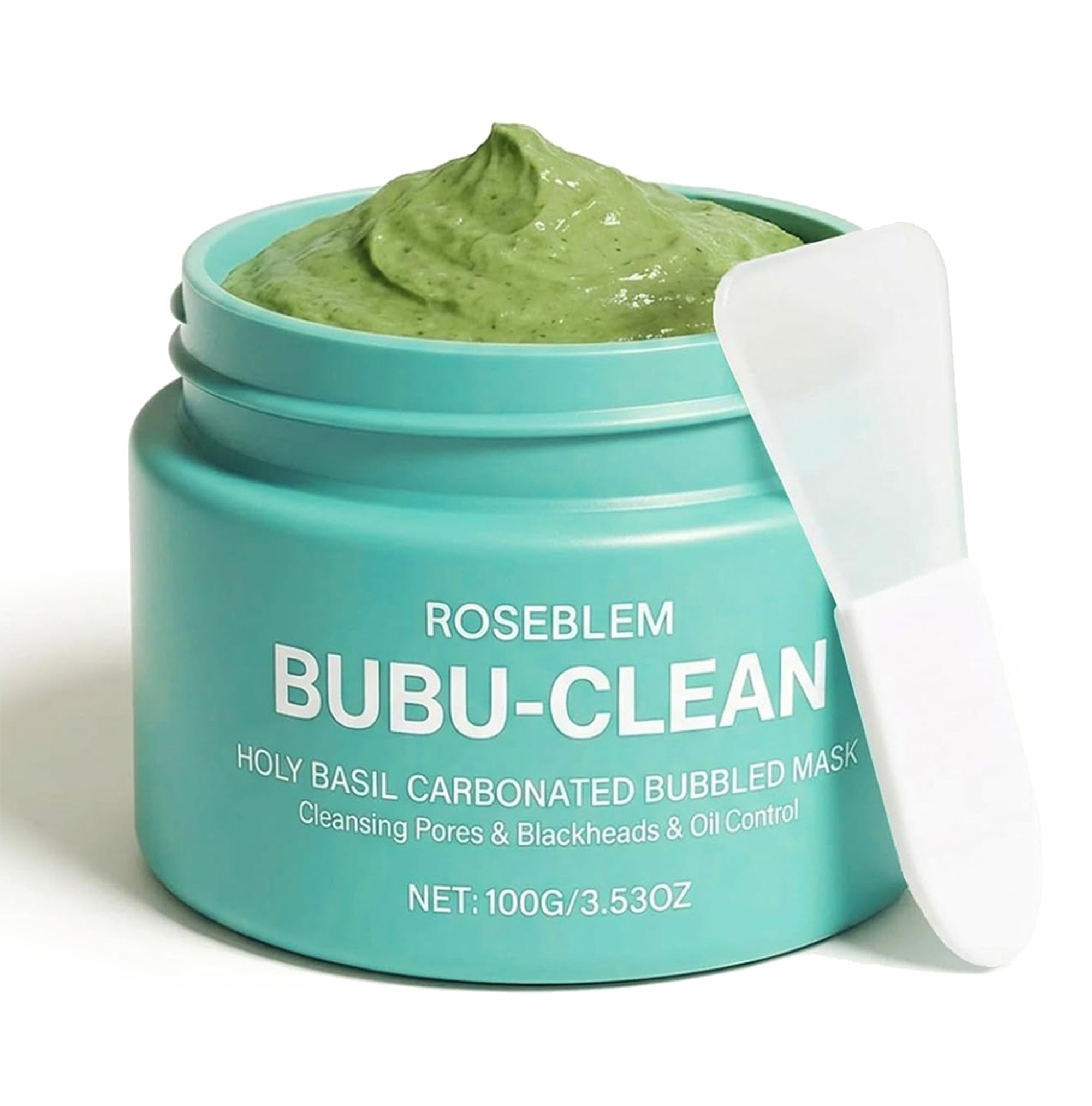 ROSEBLEM Carbonated Bubble Clay Face Mask with Brush & Hyaluronic Acid, Deep Cleansing & Mattifying for Sensitive Skin, 100g